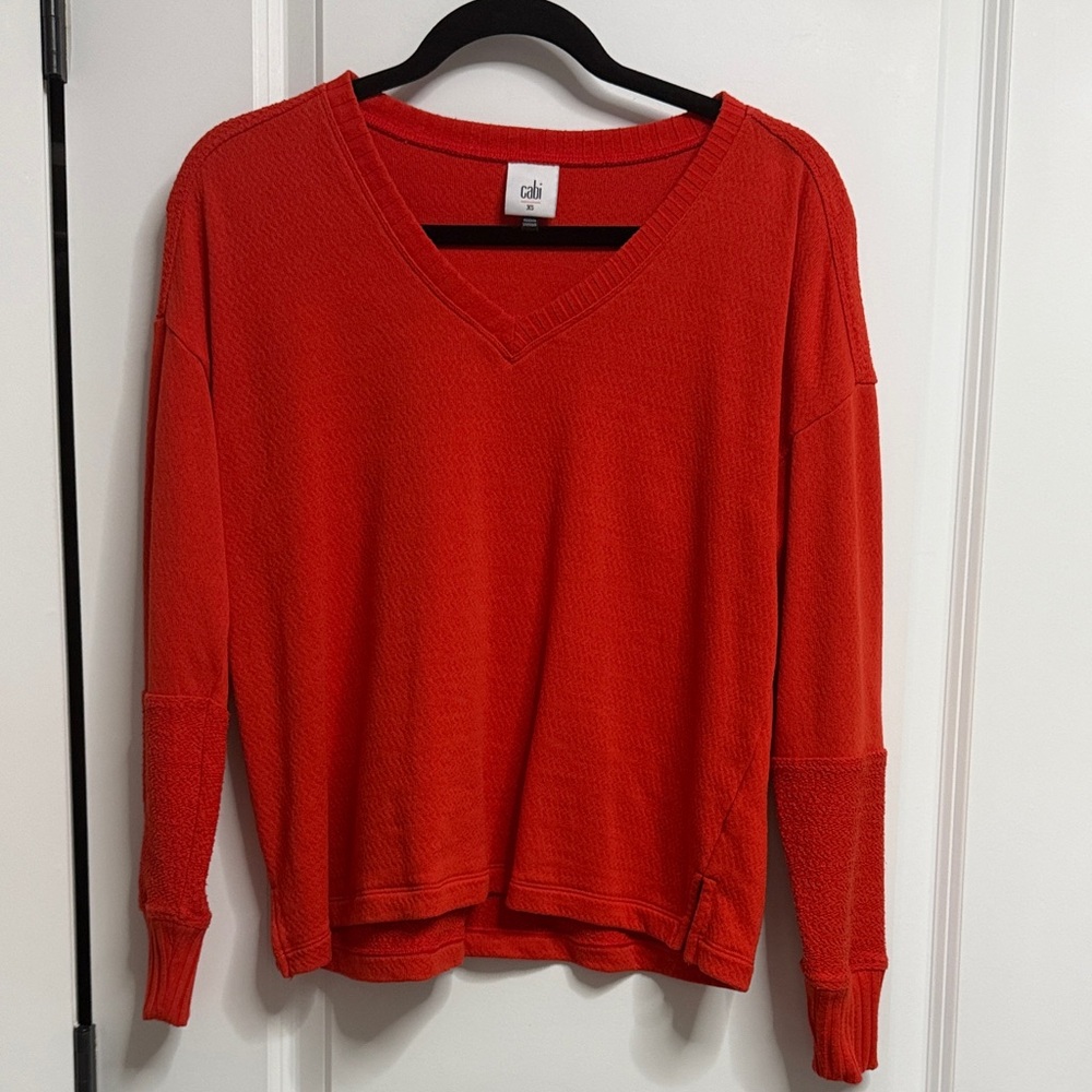 CAbi Women's Vibrant Red V-Neck Sweatshirt